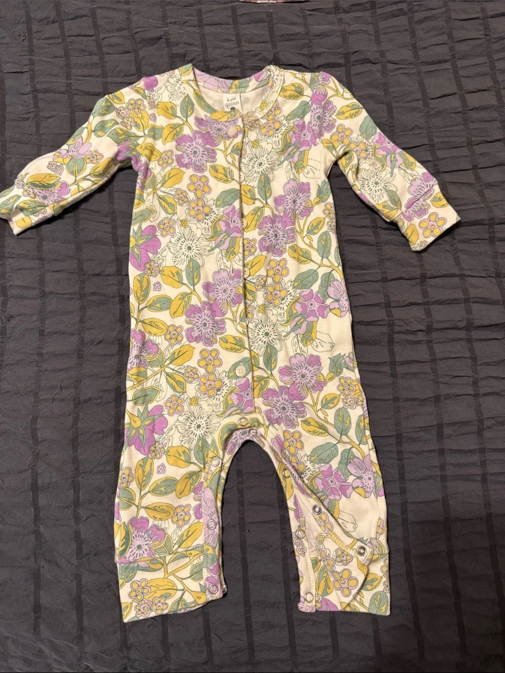 kate quinn Floral Zip Front One-Piece - Cream, Purple & Yellow